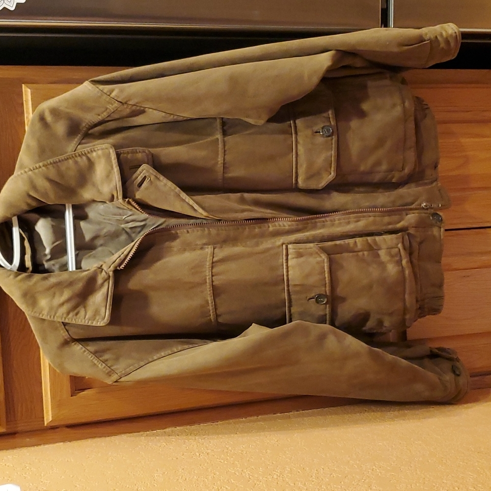 Suede jacket. Silky lining.